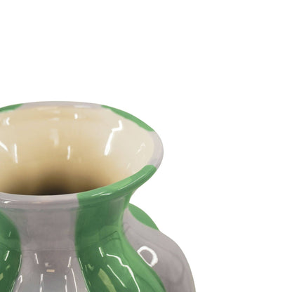 Flower vase - Pleated vase - Ceramic - Lilac/Green - 16.5x16.5x29.5 cm