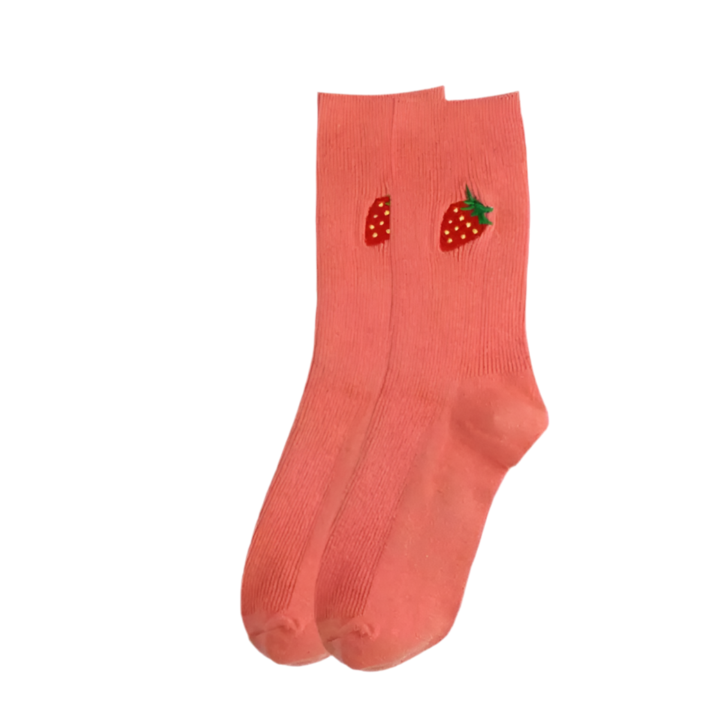 Calzini ricamati con fragole