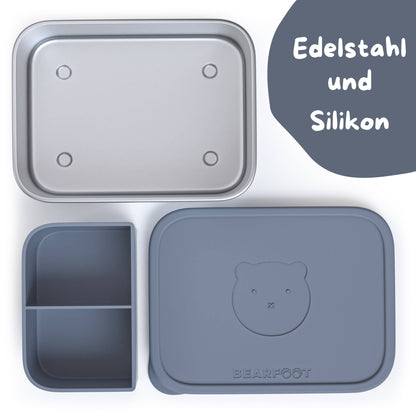 Kids' Stainless Steel Lunch Box with Silicone Insert - Blue