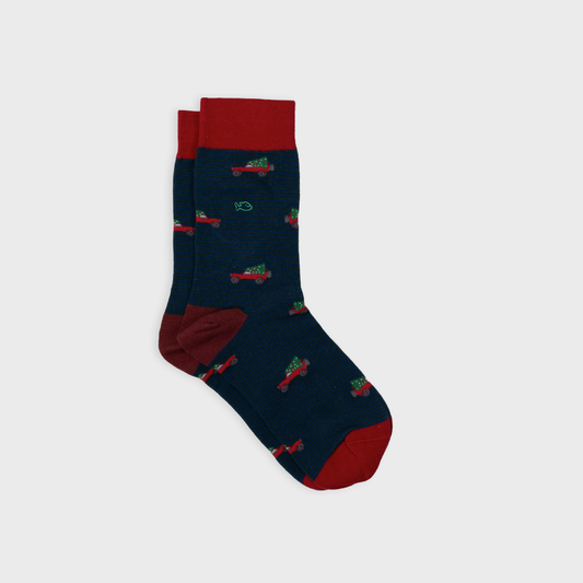 Christmas Jeep Pattern Combed Cotton Socks