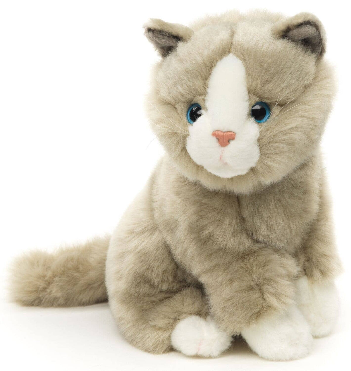 Peluche chat gris assis
