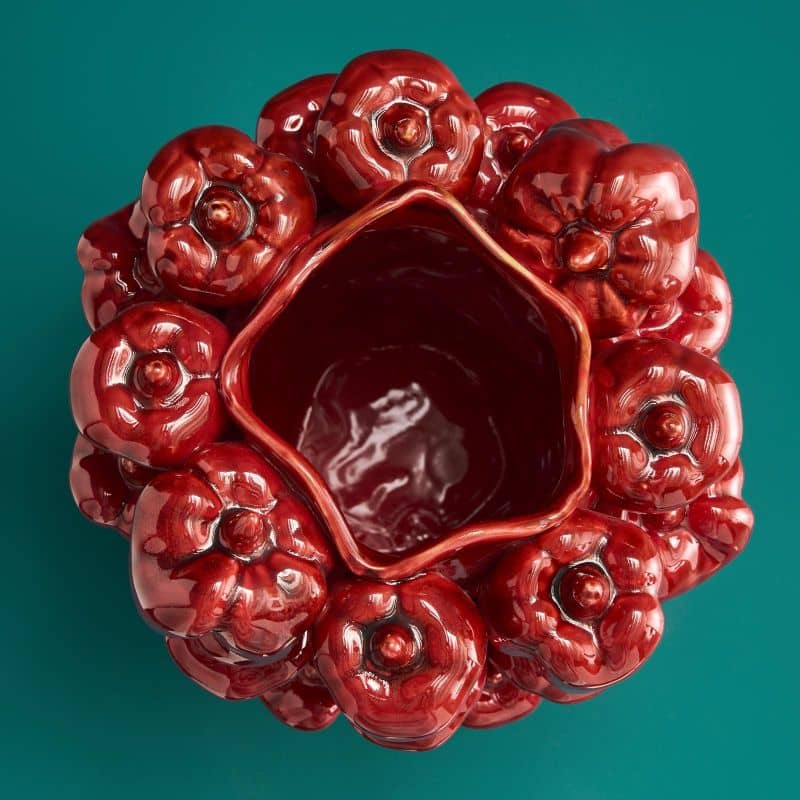 Vase Paprika Rouge, Grès, 25 x 25 x 31 cm Fait main