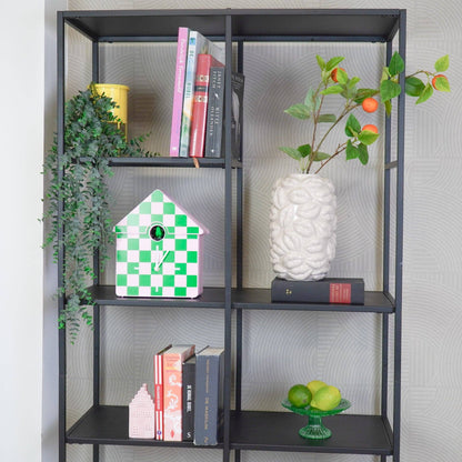 Clock - Cuckoo Wall Clock - Pattern - Green/Pink - 24x27x9cm