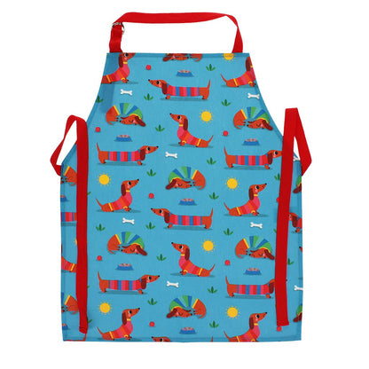 Tablier pour enfants en coton lavable - Chien Saucisse Ensoleillé