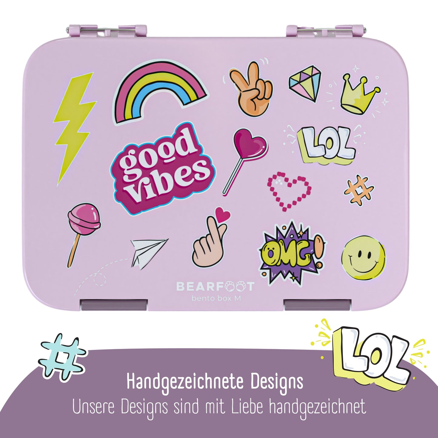Kids lunch box with compartments, Lunchbox - Purple sticker