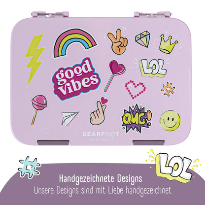 Kids lunch box with compartments, Lunchbox - Purple sticker