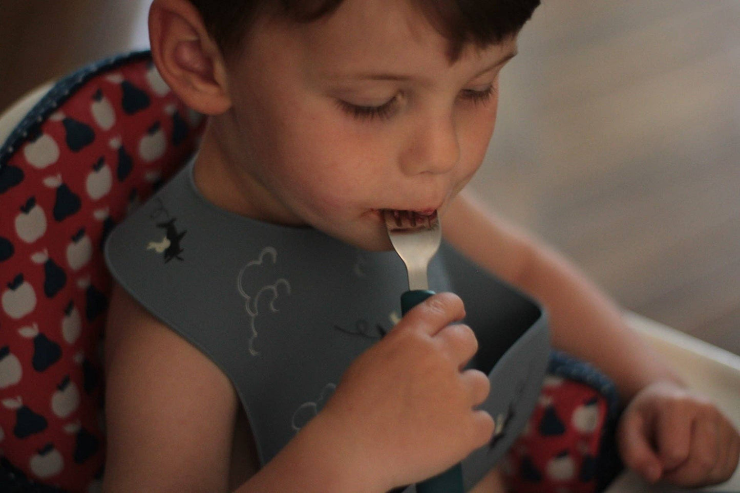 Cutlery set (fork/spoon/knife) - grey and blue