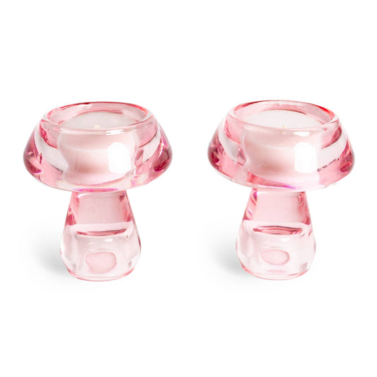 Lot de 2 Bougeoirs Champignon Roses S3 Helio Ferretti Vue 2