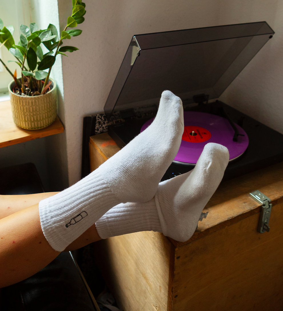 Chaussettes de sport brodées - Bouteille de vin