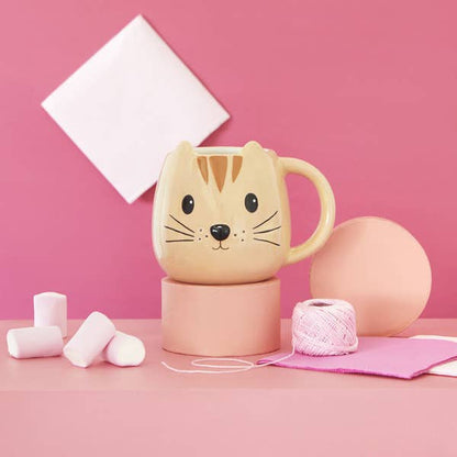 Mug, cat, orange, 400 ml, with handle, ceramic