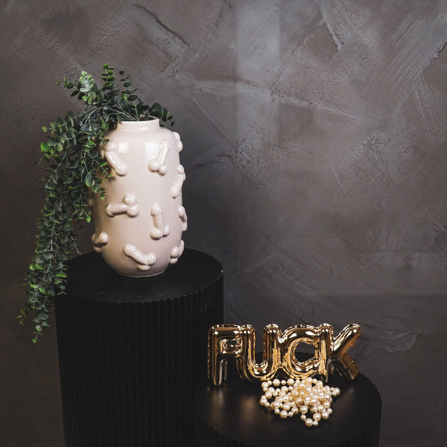 Vase - Dick - Céramique - Beige - 17x17x27cm