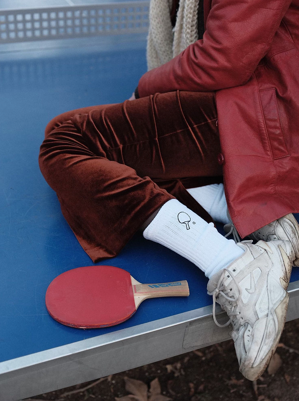 Chaussettes tennis de table Charles brodées main