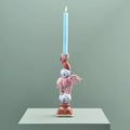 Bougeoir Oiseau sur Éléphant, Résine Rose, 13 x 9x30,5