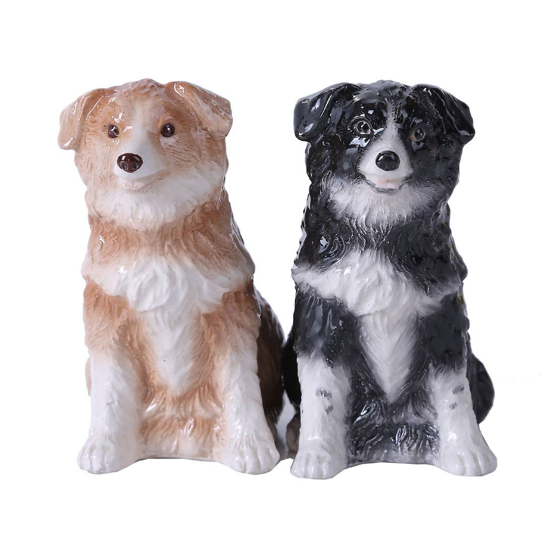 Border Collies ceramic salt and pepper shaker set