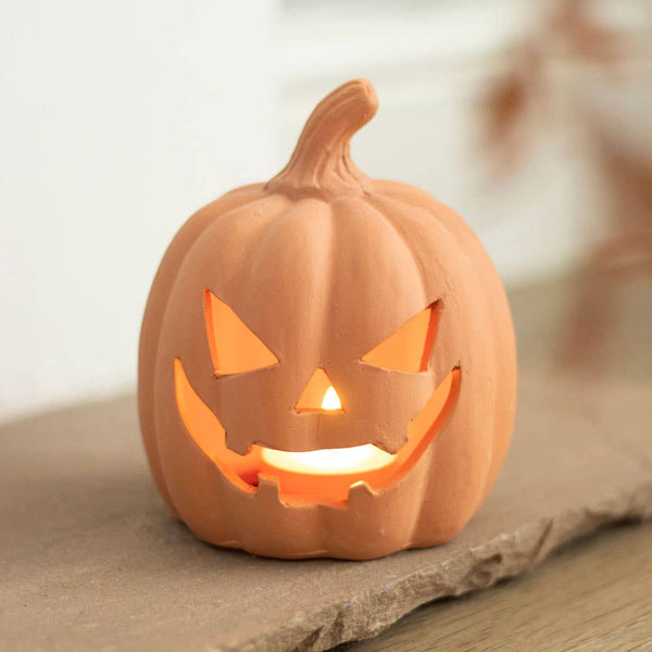 Terracotta Halloween Pumpkin 12.5 cm