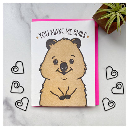 Carte de vœux Quokka « You make me Smile »