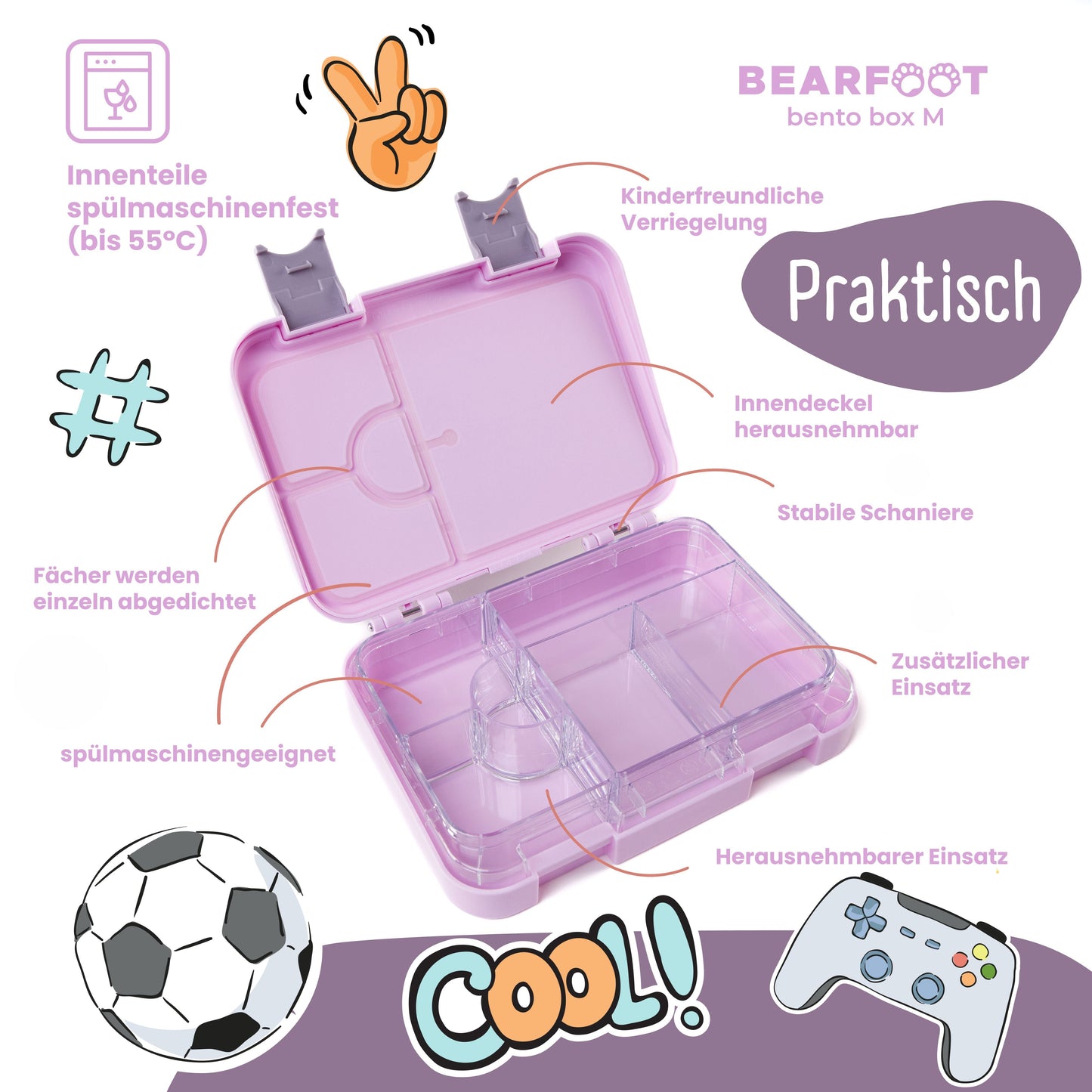 Kids lunch box with compartments, Lunchbox - Purple sticker