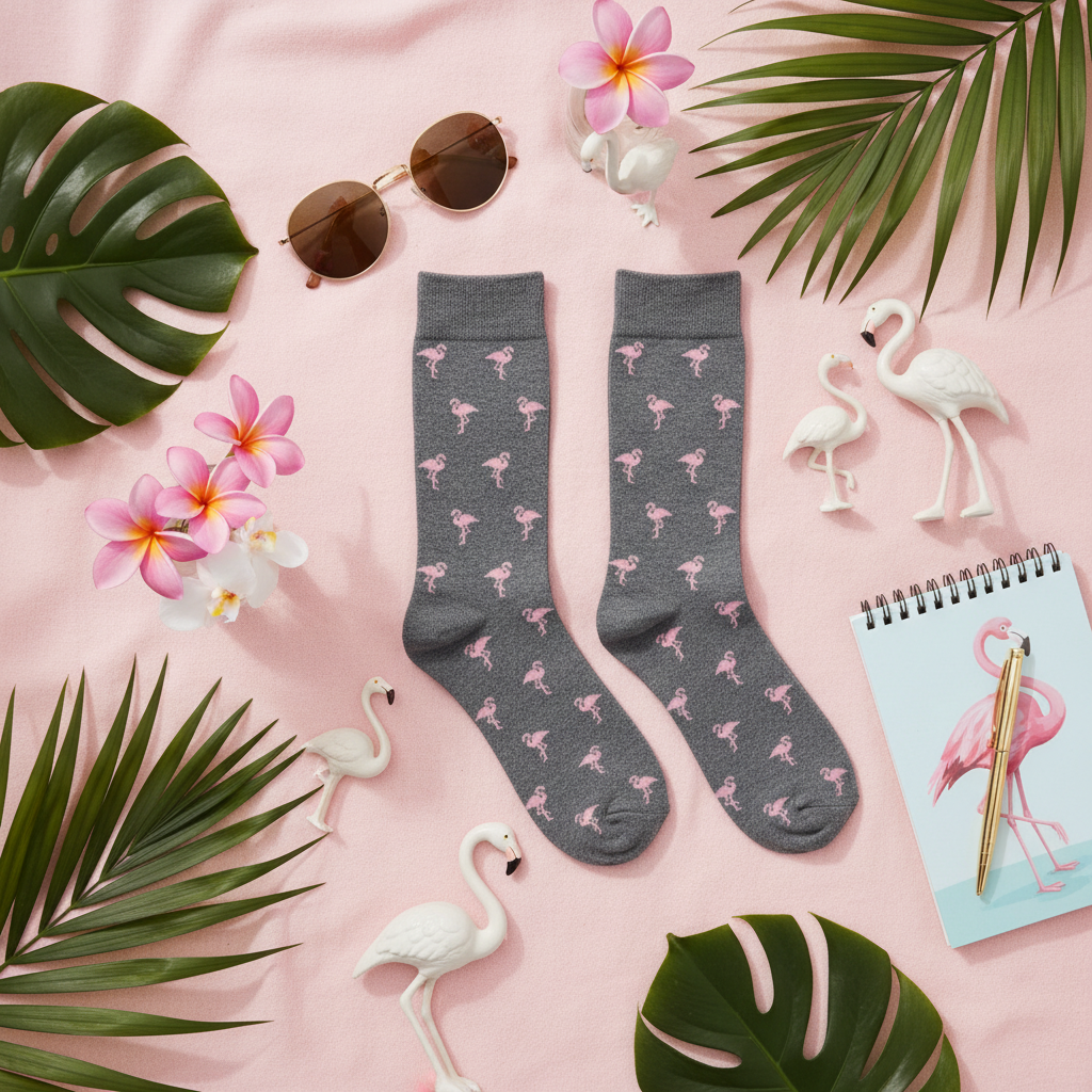 Grey Flamingo Socks