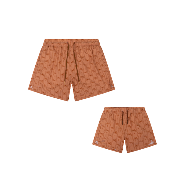 Family Bundle Swimwear - Brown - Palm Stripe