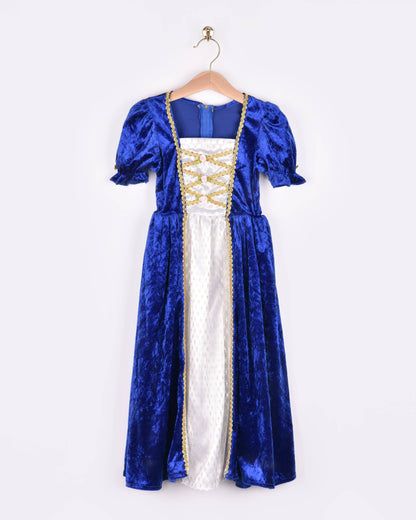 Princess dress in blue velvet size 122-128 cm for children aged 6 to 8