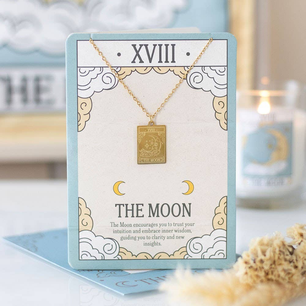 Vintage Moon Tarot Card Necklace