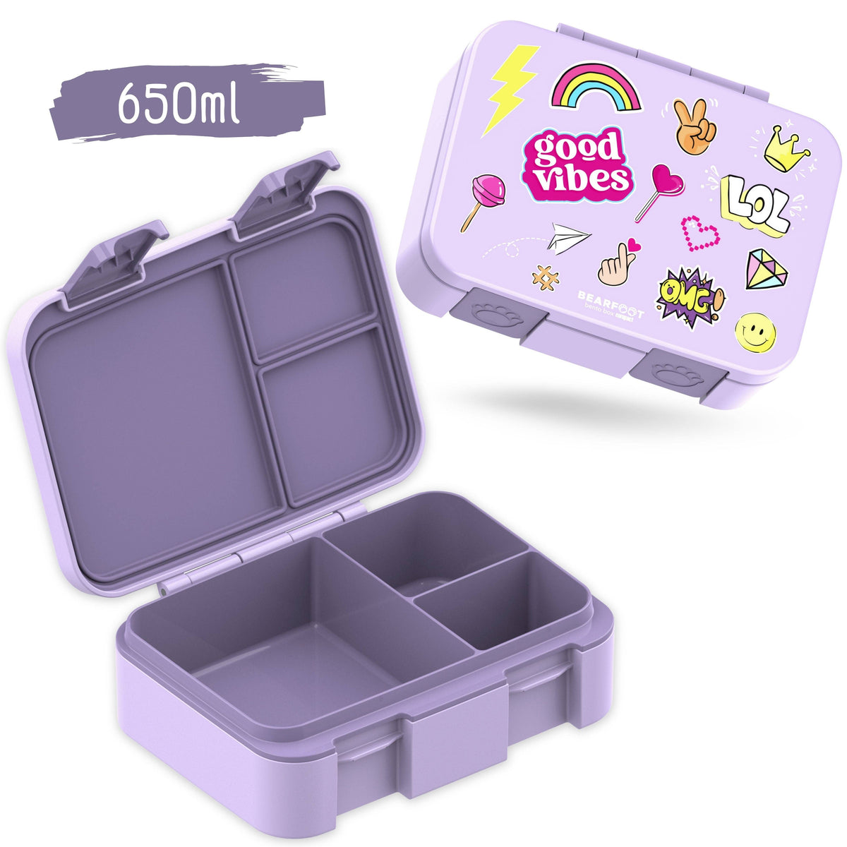 Lunchbox with compartments, lightweight & leak-proof - purple sticker