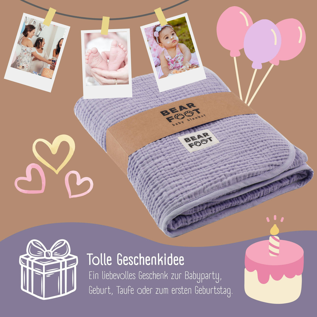 Baby blanket muslin fleece blanket fluffy soft - purple
