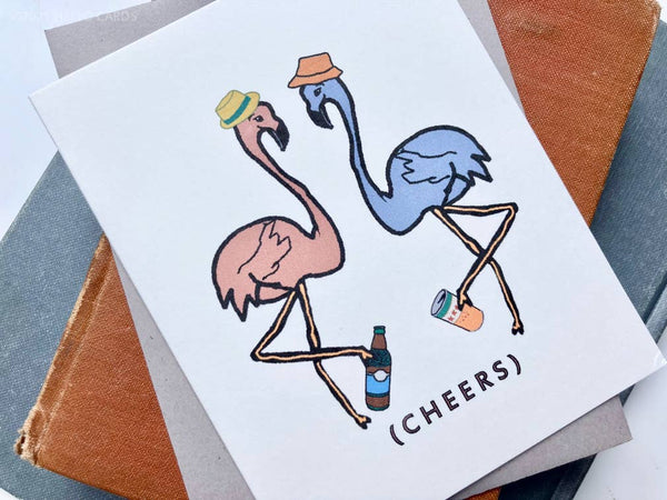 Flamingo “Leggy Cheers” Greeting Card