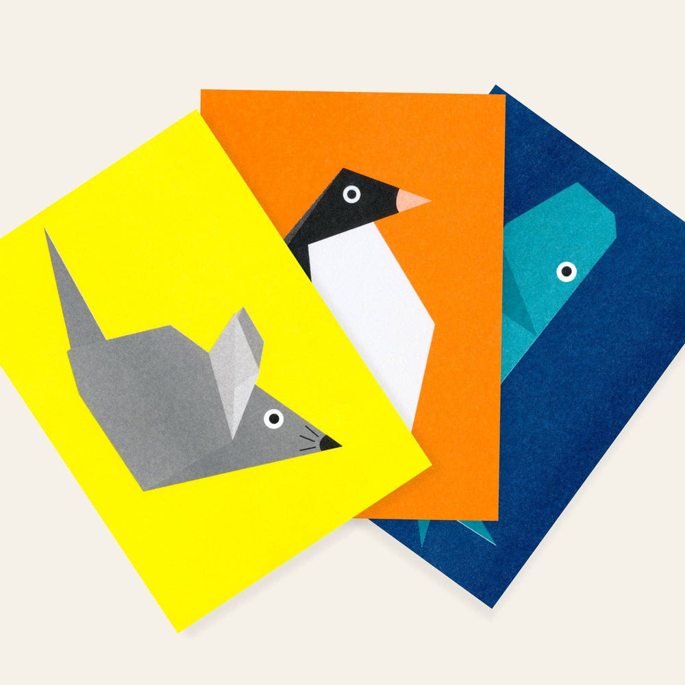 Carte Postale Pingouin Origami