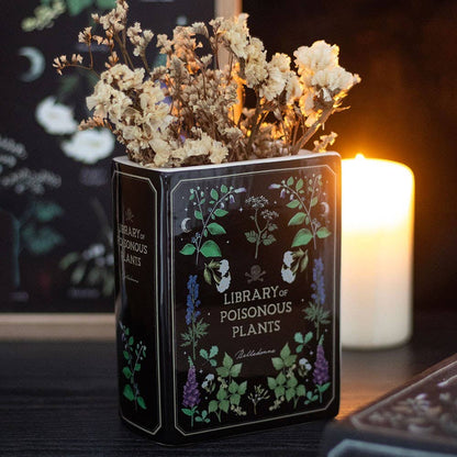 Gothic botanical book-shaped vase of poisonous plants