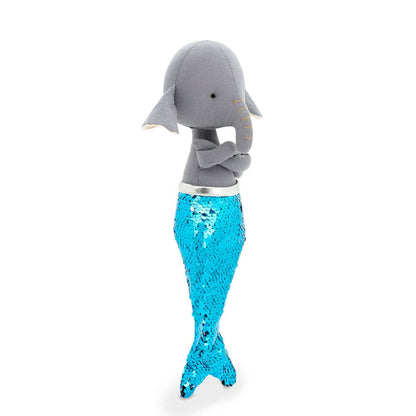 Peluche en coton, Alicia l'éléphant sirène : 29 cm, dès 3 ans