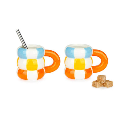 Floats coffee cup set, orange, 2 x 75 ml, ceramic
