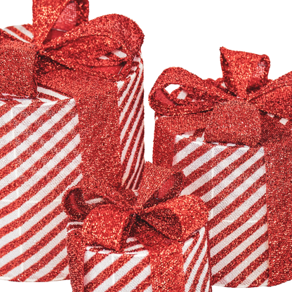 Cadeau de Noël à LED - S3 - Polystyrène - Rouge/Blanc-15/20/25cm