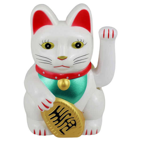 Solar Lucky Cat White 10.5 cm