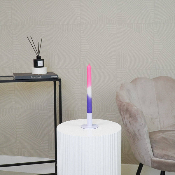 Candlestick - Basic - Metal - Lilac - 8x8x6.5cm