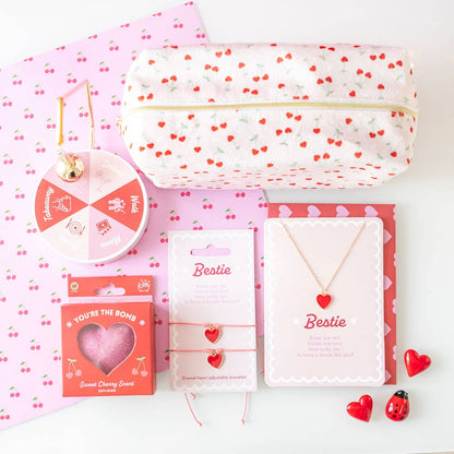 Heart-shaped cherry makeup bag