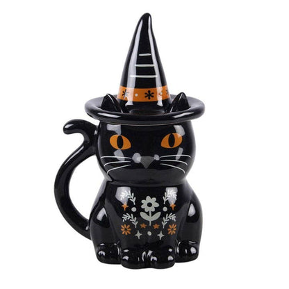 Mug à couvercle Chat noir Halloween — Frightful Folk