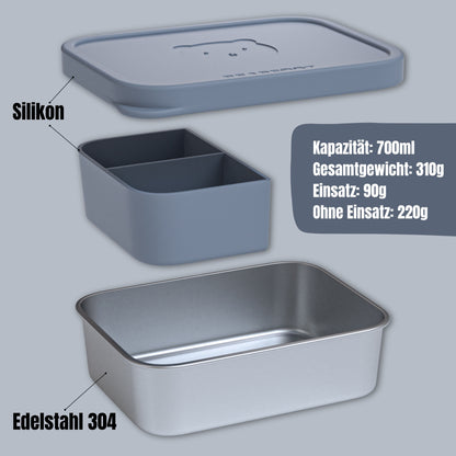 Kids' Stainless Steel Lunch Box with Silicone Insert - Blue