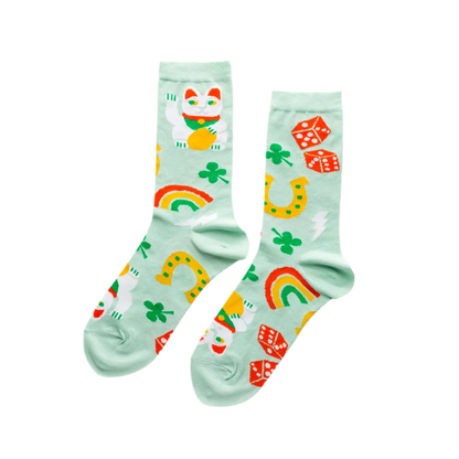 Lucky Socks - Lucky Cats, Clovers, Lightning Bolts and Rainbows