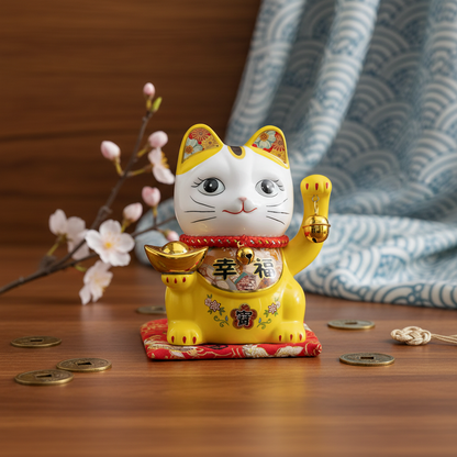 Tirelire Chat Chanceux Jaune