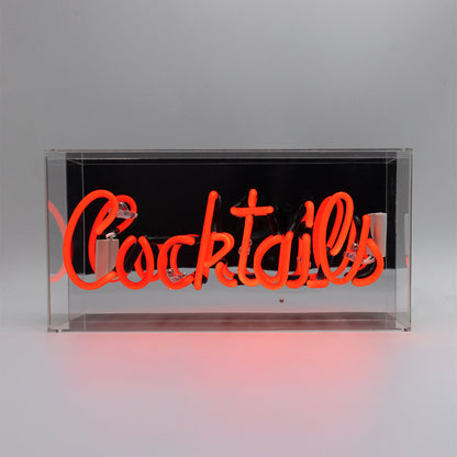 'Cocktails' Glass Neon Sign - Red