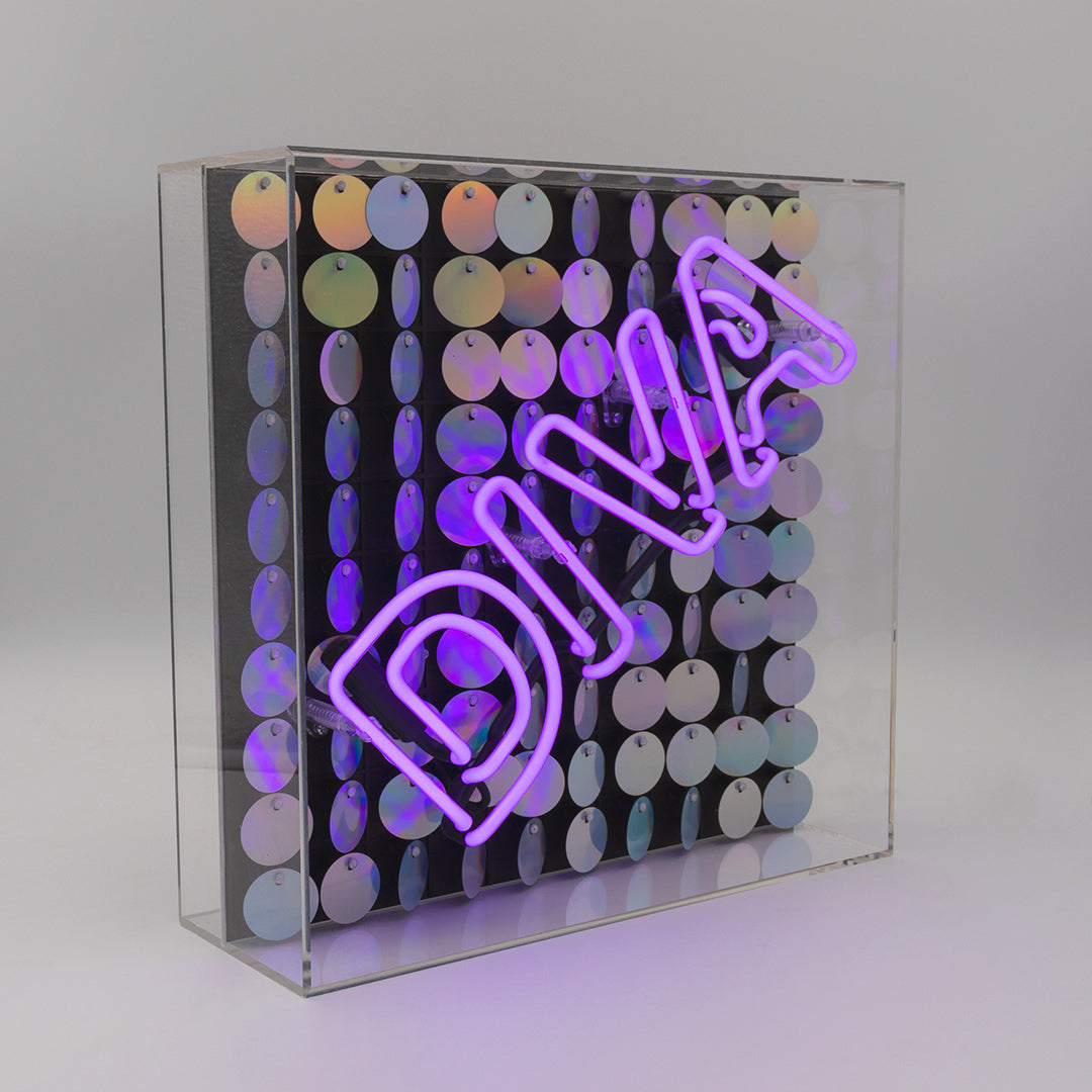 'Diva' Acrylic Box Neon Light with Sequins