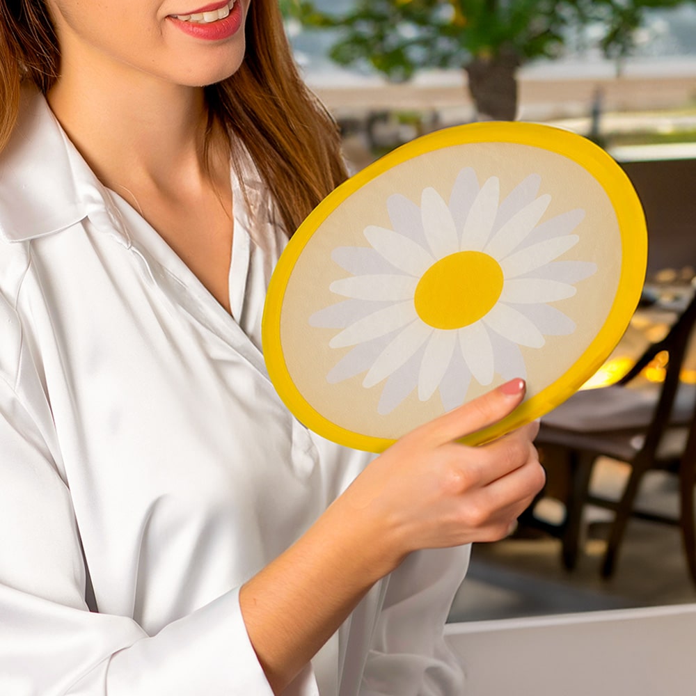 Éventail Pliable Imprimé Marguerite