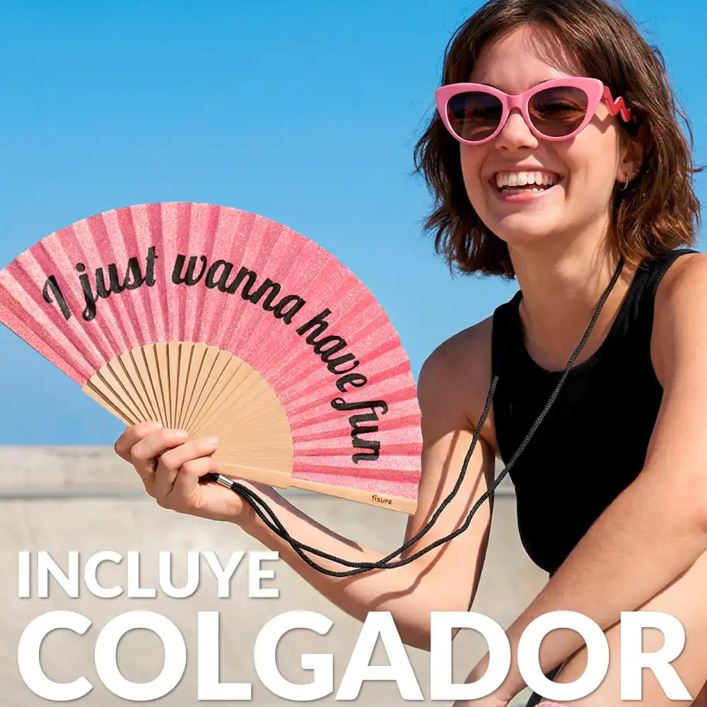 "I just wanna have fun" glittery fan