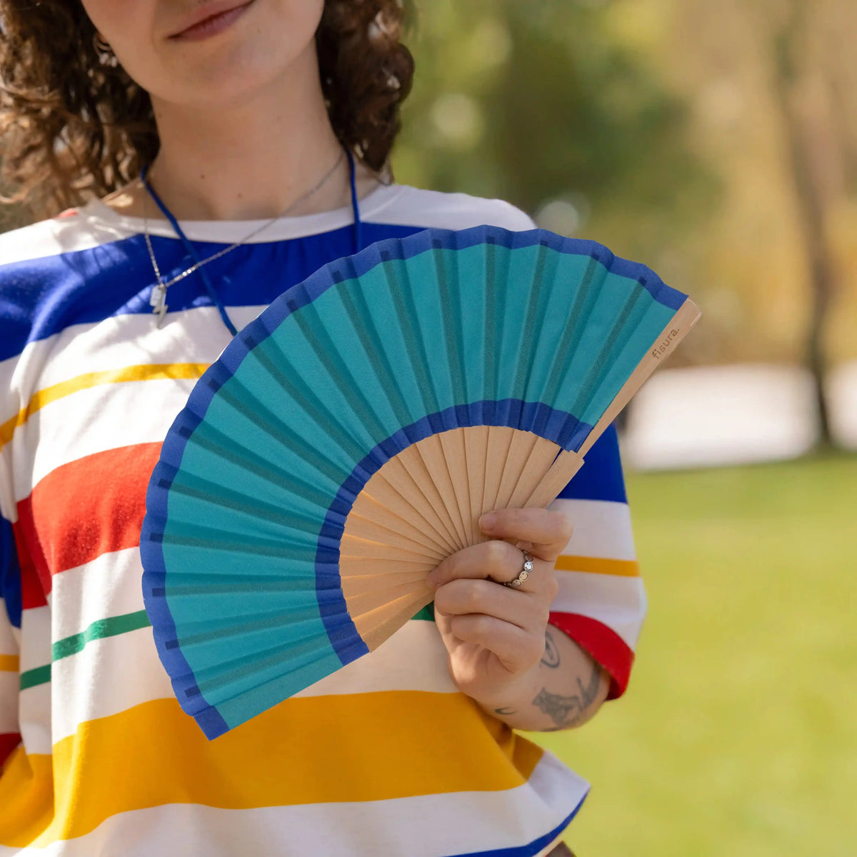 Mini green and blue fan