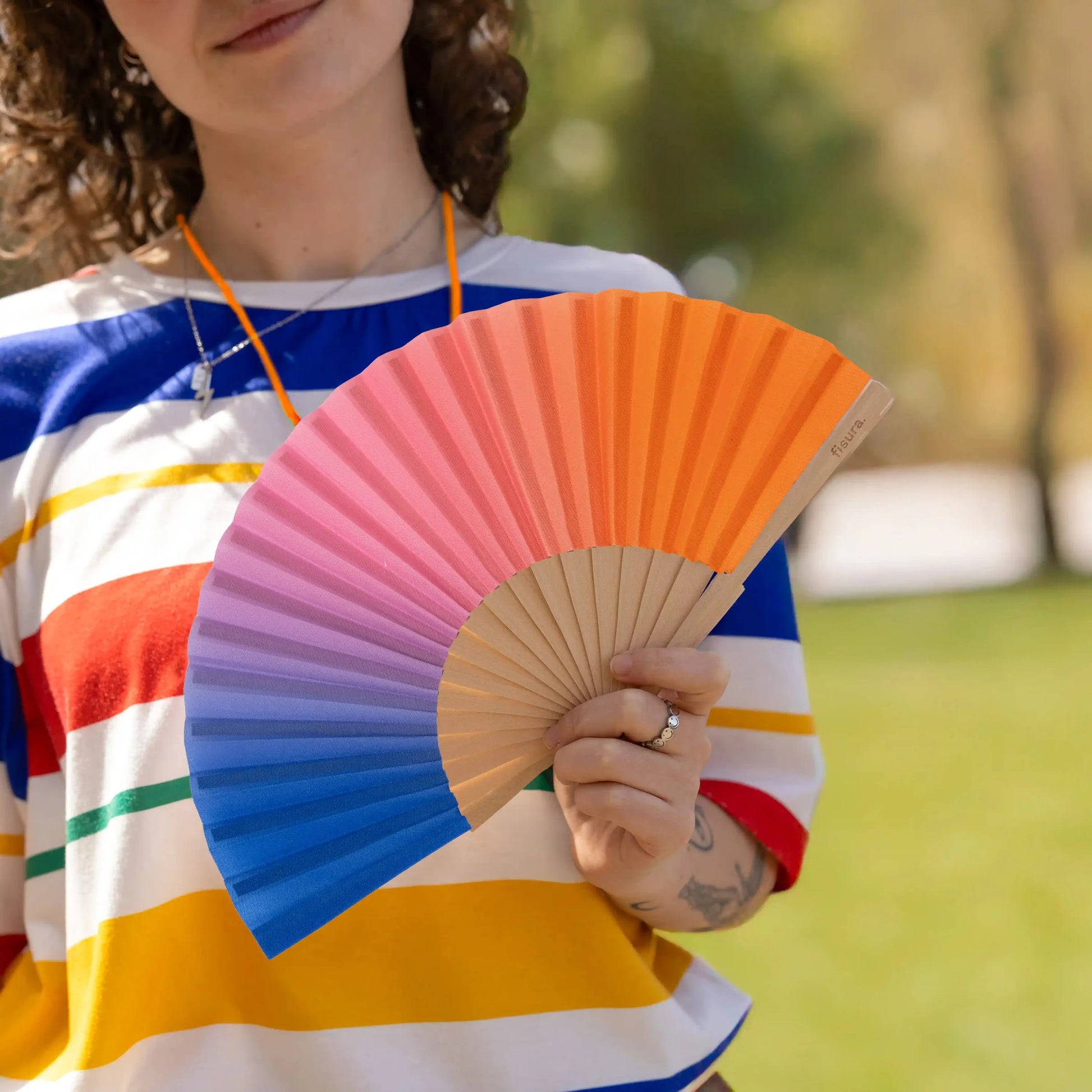 Éventail Mini Imprimé Dégradé Rose et Bleu – Fisura – vue 2