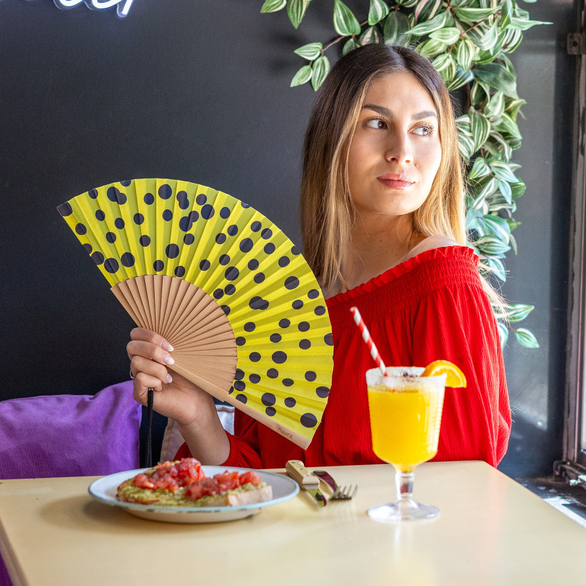 Yellow polka dot fan