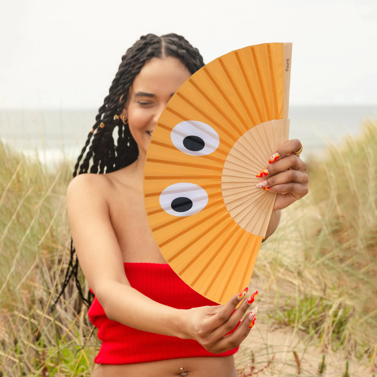 Orange fan with eye print