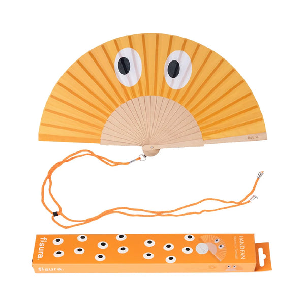 Éventail Orange Imprimé Yeux – Fisura