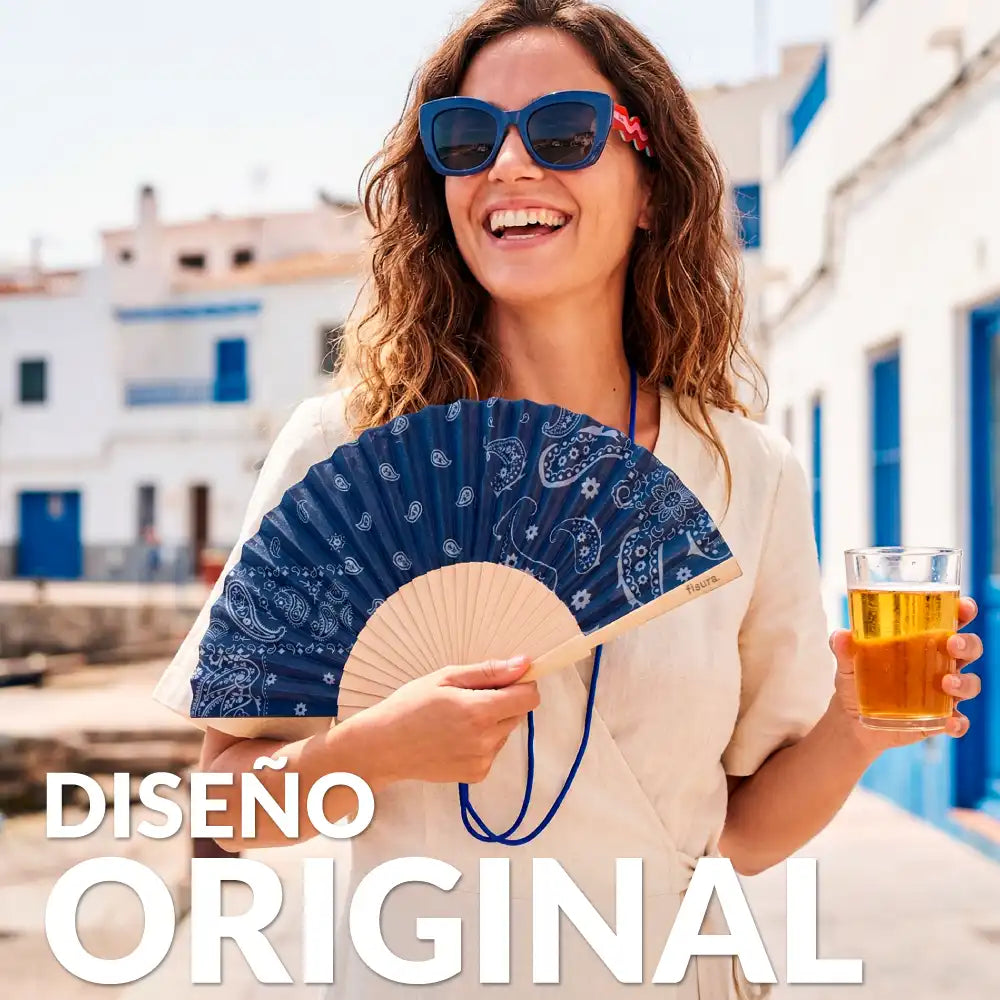 Éventail « Paisley » Bleu – Fisura – vue 2